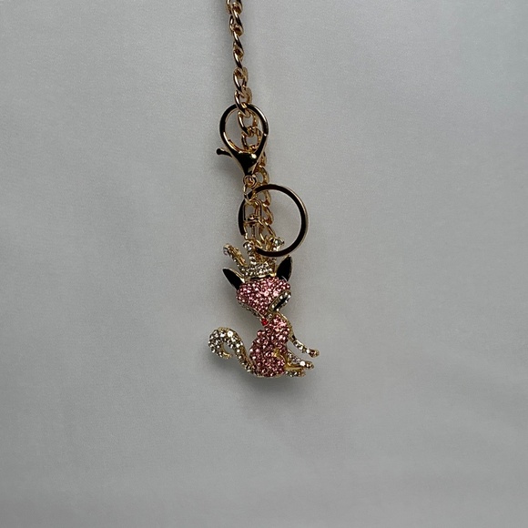 Fabulous rhinestone articulating head tail fox foxy crown crystal bag charm key - Picture 6 of 6